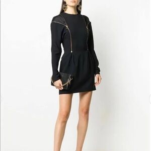 Versace zipper embellished long sleeve dress 38
